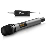 1 x RAW Customer Returns TONOR Wireless Microphone, UHF Portable Cordless Metal Dynamic Wireless Microphone System with Rechargeable Receiver, 1 4 Output for Amplifier, PA System, Karaoke Machine, Gray - RRP €34.27