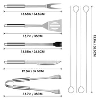 1 x RAW Customer Returns Barbecue Tool Set, Stainless Steel, Professional Barbecue Accessories, with Easy to Carry Bag 9 PCS  - RRP €19.99