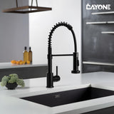 1 x RAW Customer Returns Black kitchen faucet with extendable high pressure shower, DAYONE kitchen faucet 360 rotatable, stainless steel spiral spring faucet kitchen faucet shower faucet, 2 spray modes, single lever sink mixer tap - RRP €55.13