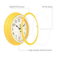 1 x RAW Customer Returns Topkey Silent Wall Clock Kitchen 9 Inch Retro Non-ticking Decorative Bedroom Office Wall Clock- Yellow - RRP €15.13