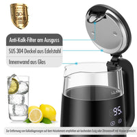 1 x RAW Customer Returns ForMe Electric Glass Kettle 1.7 L Adjustable Temperature Selection from 40-100 C LED Digital Temperature Display I Keep Warm Function Automatic Stop BPA Free Teapot - RRP €33.89