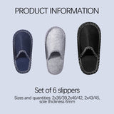 1 x RAW Customer Returns GONGKANGYUAN 6 pairs of felt guest slippers, anti-slip slippers set, felt slippers for guests with storage bag for women, men and children, ideal for family, hotel, travel, size 36-45 - RRP €22.99