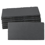 1 x RAW Customer Returns ZOENHOU 8 pieces 25 x 12 cm rectangular slate plate, slate plate serving plate, slate table coaster, slate plate coaster for buffet, sushi, cheese, serving, black - RRP €31.64