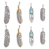 1 x RAW Customer Returns GORGECRAFT 8PCS Silver Golden Alloy Big Feather Pendant Stainless Steel Silver Feather Charms Pendant Necklace Feather Dangle Antique With Box DIY Keychain Jewelry Making Findings - RRP €20.4