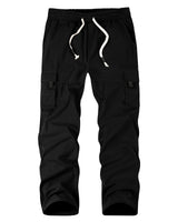 1 x RAW Customer Returns NANAMEEI Men s Elastic Casual Loose Fit Cargo Pants Cotton Casual Large Size with 6 Pockets Black XXL - RRP €27.6