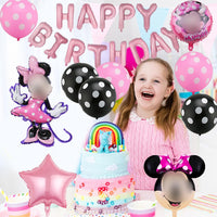 1 x Brand New Balloons Babioms Birthday Decoration Girls Birthday Party Supplies with Happy Birthday Banner, Foil Balloons, Foil Balloon Set, for Mouse Theme Party - RRP €18.04