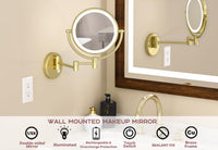 1 x RAW Customer Returns RECKODOR Makeup Mirror with Lights, 1X 5X Magnifying Wall Mirror Double Sided 360 Rotatable Bathroom Mirror Brass Cosmetic Mirror Extendable Shaving Mirrors, USB Charging -Gold - RRP €95.19