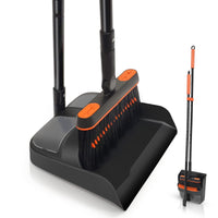 1 x RAW Customer Returns JEHONN Broom and Dustpan Set with Long Handle, 180 Degree Rotating Sweeper and Dustpan Combo for Home, Office, Lobby Sweeping - RRP €29.99