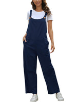 1 x RAW Customer Returns Dungarees Women s Jumpsuit Summer Loose Fit Baggy Jumpsuit Sleeveless Overall Cotton Romper Casual Long Wide Leg Playsuit Trousers with Pocket Navy Blue XL - RRP €25.45