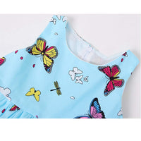 1 x Brand New SMILING PINKER Girls Dress Cotton Butterfly Strap Dress Summer Party Dresses 2-3 Years, Blue  - RRP €18.14