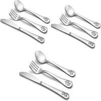 1 x RAW Customer Returns TEAMFAR children s cutlery, 9-piece stainless steel polished children s cutlery set for toddlers, small spoon knife fork set with animal laser, non-toxic healthy, dishwasher safe - RRP €10.07