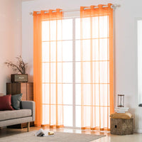 1 x RAW Customer Returns MIULEE Set of 2 Voile Curtains with Eyelets Made of Voile Polyester Eyelet Curtain Transparent Living Room Airy Decorative Curtain for Bedroom Orange 245 x 140 cm H x W , Grommet Top - RRP €29.69