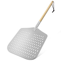 1 x RAW Customer Returns Ga HOMEFAVOR Perforated pizza peel 12 inch pizza shovel made of hard anodized aluminum, pizza shovel pizza server with wooden handle Perfect for homemade pizzas - RRP €30.24