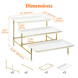 1 x RAW Customer Returns Lifewit 3 Tier Party Supplies Serving Tray, 30x17cm Serving Platter for Serving Food, White Reusable Trays with Gold Fruit Bowl for Vegetables, Fruits, Cookies, Desserts - RRP €25.2