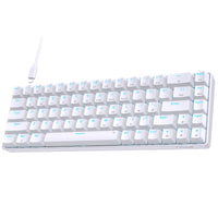 1 x RAW Customer Returns TMKB Mechanical Gaming Keyboard, T68se 60 Percent Keyboard with USB Cable, Anti Ghosting QWERTY Layout Mini Blue Switches Keyboard for PC Windows Mac OS, White - RRP €29.99