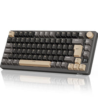 1 x RAW Customer Returns RK ROYAL KLUDGE M75 Gaming Keyboard Wireless 75 Percent TKL Mechanical Keyboard RGB 2.4 GHz Wireless Bluetooth USB-C QWERTZ with OLED Smart Display and Button Hot Swappable Brown Switches, Gray - RRP €110.41