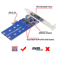 1 x RAW Customer Returns ChenYang M.2 SSD to PCI-E X1 Adapter 2 SATA SSD to PCIe 3.0 4.0 Expansion Card Adapter JMB582 Chipset with 12cm PCI-E Bracket - RRP €25.99