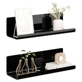 1 x RAW Customer Returns LOFTPLUS Black Wall Shelf No Drilling Set of 2 - Acrylic Wall Shelf with Round Cable Hole, Floating Shelf with Cable Clips for Kitchen, Bathroom, Bedroom, Living Room, Office, Playroom 30x10x8cm  - RRP €22.18