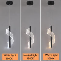 1 x RAW Customer Returns Vinilky Acrylic Crystalline Pendant Light, 3-Color Dimmable LED Hanging Light Modern Hanging Lamp Height Adjustable Hanging Light for Kitchen Island, Dining Room, Living Room, Bedroom, Black - RRP €42.99