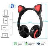 1 x RAW Customer Returns Wireless Over-Ear Headphones, Cat Ears with 7 Colors Bright LED Lights, Bluetooth Stereo, Compatible with Smartphone, Computer, Tablet - RRP €23.99