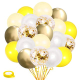 79 x Brand New Yellow White Gold Confetti Balloons - 50pcs 12inch Pastel Yellow Latex Party Balloon for Sunflower Honey Bee Theme Birthday Baby Shower Wedding Decorations - RRP €1516.8