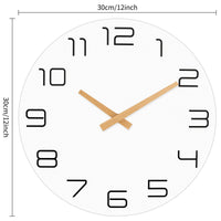 1 x RAW Customer Returns Foxtop Modern Wooden Wall Clock Without Ticking Noises Large Clock for Living Room Bedroom Kitchen Office White, 30cm  - RRP €20.38