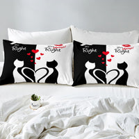 1 x Brand New Valentine s Day Cats Bed Linen 220x240 Romantic Bedding Set Black and White Duvet Cover Mr Mrs Right Duvet Cover Man Mustache Women Lips Bedding Set Wedding Anniversary Gifts - RRP €45.99