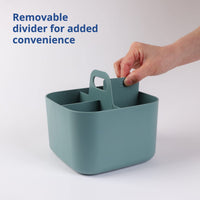 1 x RAW Customer Returns BLUE GINKGO Multipurpose Basket Organizer - Stackable Plastic Basket with Handle Cleaning Basket, Craft Basket, Desk Basket, Art and Makeup Storage Square - Green - RRP €19.93