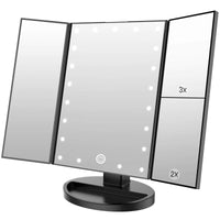 1 x RAW Customer Returns WEILY cosmetic mirror with 21 LED light and 2X 3X magnification, USB and battery dual power mode, touch switch for dimmable brightness black  - RRP €25.56