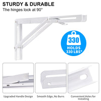 1 x RAW Customer Returns YUMORE folding bracket heavy-duty 400 mm shelf bracket foldable white - 2 pieces metal folding brackets wall table holder folding shelf brackets for DIY folding table benches shelves space-saving, max load 330 lbs - RRP €30.24