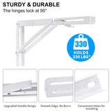 1 x RAW Customer Returns YUMORE folding bracket heavy-duty 400 mm shelf bracket foldable white - 2 pieces metal folding brackets wall table holder folding shelf brackets for DIY folding table benches shelves space-saving, max load 330 lbs - RRP €30.24