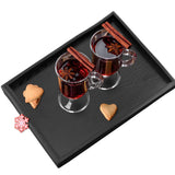 1 x RAW Customer Returns Black wooden serving tray, rectangular wooden serving tray, wooden tray, wooden tray decoration, natural wooden plates, tea serving for dessert, cosmetics, jewelry, candles - RRP €19.15