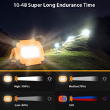 1 x RAW Customer Returns 80W LED construction spotlight battery, Elekin LED spotlight work light work light with 4 modes, solar camping lamp COB floodlight 4800mAh power bank for power outages, tent, emergency, workshop - RRP €22.61