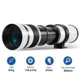 1 x RAW Customer Returns JINTU 420-800mm Super Telephoto Zoom Lens Manual Focus Telephoto Lens EF Lens for Canon EOS Rebel T8i T7i T7 T6 T6s T6i T3i T2i SL3 SL2 4000D 60D 70D 2000D 4000D D3100 D5600 D5500 D5200 D3200 D90 - RRP €109.0