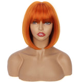 1 x RAW Customer Returns Natural Short Bob Auburn Wigs for Women Straight Straight Wigs Colorful with Bangs Daily Use Synthetic Hair Fashion Wig - RRP €19.88