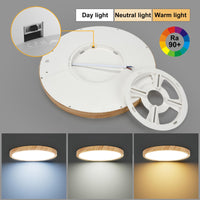 1 x RAW Customer Returns LVL LED Ceiling Light Wood Grain, 24W Round, Nordic Ceiling Light Flat for Living Room, Bedroom, Kitchen, Bathroom, Ceiling Light Led 24W  - RRP €35.39