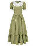 3 x Brand New Women s Medieval Dress Neckline with Lace A-Line Victorian Graduation Dresses Light Gray Green XXL - RRP €60.48