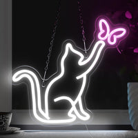 1 x RAW Customer Returns Neon Cat Sign Wall Decoration Butterfly Neon Sign Usb Neon Light Party Neon Sign for Shop Bedroom Bedside Living Room Party Neon Signs Kids Room - RRP €33.26