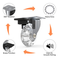 1 x RAW Customer Returns Set of 4 transport castors, Joyvita 50mm castors for furniture with brake, small heavy-duty castors with 360 degree rotation for furniture, swivel castors load capacity 160KG for pallet furniture, coffee tables, cribs - RRP €17.7