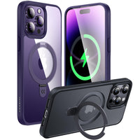 1 x RAW Customer Returns CASEKOO Magic Stand for iPhone 14 Pro Max Case for MagSafe Military Protection Shockproof Mobile Phone Case iPhone 14 Pro Max Case Crystal Clear Thin Non-Slip Protective Case - Dark Purple Clear - RRP €38.3