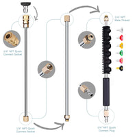 1 x RAW Customer Returns JAOGAUS High Pressure Washer Extension Pole, 4000 PSI 9pcs High Pressure Washer Telescopic Replacement Lance with 6 Spray Nozzle Tips and 30 , 90 , 120 Curved Pole for Skylight Cleaning - RRP €40.32