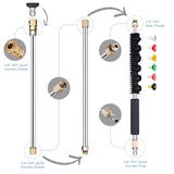 1 x RAW Customer Returns JAOGAUS High Pressure Washer Extension Pole, 4000 PSI 9pcs High Pressure Washer Telescopic Replacement Lance with 6 Spray Nozzle Tips and 30 , 90 , 120 Curved Pole for Skylight Cleaning - RRP €40.32