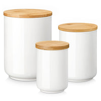 1 x RAW Customer Returns MALACASA Storage Jars with Lids, Storage Jars Set of 3 2000 ml, 950 ml, 470 ml for Coffee, Sugar, Tea, Grains, Flour, Spices - White Ceramic Storage Container with Airtight Lid - RRP €39.99