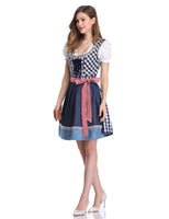 1 x RAW Customer Returns KOJOOIN traditional dress women s dirndl traditional dress short with embroidery exclusive designer for Oktoberfest - THREE pieces dress, blouse, apron checked - blue 36 - RRP €49.99