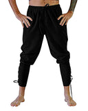 1 x RAW Customer Returns YAOHUOLE Linen trousers men s medieval leisure trousers men s medieval Viking trousers men s medieval black L - RRP €27.22