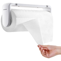 1 x RAW Customer Returns simpletome kitchen roll holder one hand pull adaptive tension arm adjustable length 9.4-12.2 inches 24-31 cm white  - RRP €20.16