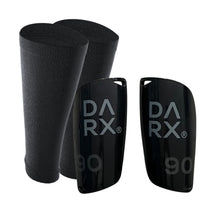 1 x RAW Customer Returns DARX - Innovative shin guard set - Lightweight shin guards I Special guard holder - Perfect hold without tape or Velcro for children - teenagers - adults - L Grey - RRP €17.5