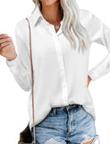 1 x RAW Customer Returns CZIMOO Women s Shirt Blouse Casual Long Sleeve Shirt Elegant Button-Down Blouse Shirt with Buttons Women s Shirt Plain V-Neck Tops White L - RRP €27.22