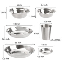 1 x RAW Customer Returns TOPZEA 26 Pieces Stainless Steel Camping Plates and Bowls, Camping Mess Kits Camping Tableware Set Tableware including Plates, Bowls, Cups, Stainless Steel Tableware for Camping, Hiking, Travel, Picnic - RRP €31.26