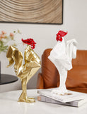 3 x Brand New NENBOLEC Sculptures Rooster Figurines Arts Modern Decor Animal Gift Statue Living Room Art Polyresin Ornament Silver 31cm - RRP €61.2